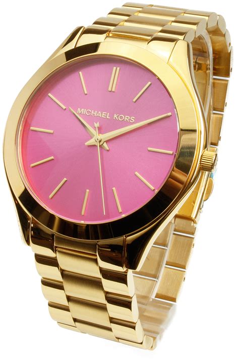 michael kors uhr gold mit pinkem ziffernblatt|Michael Kors runway pink.